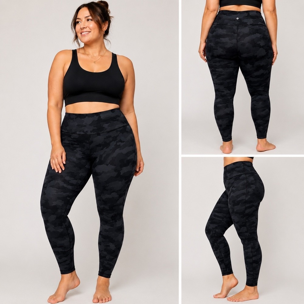 Lululemon Wunder Under High Rise Leggings Size 12 Heritage 365 Camo Deep Coal 28